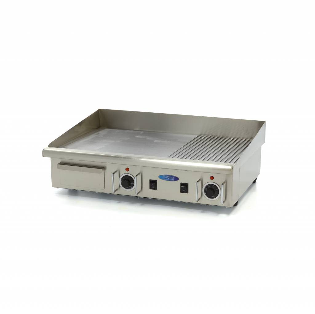 Maxima Grillplaat - Half Gegroefd - 73 cm - incl. Opvangbak - 400V 09300080