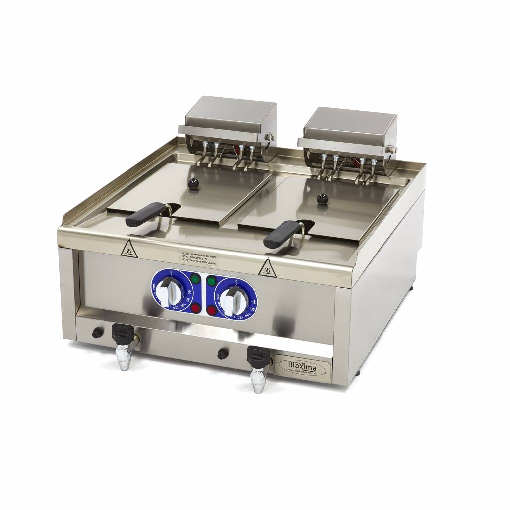 Maxima Frituurpan - 2x 10 L - 2 Manden - met Tapkraan - 400V 09391650