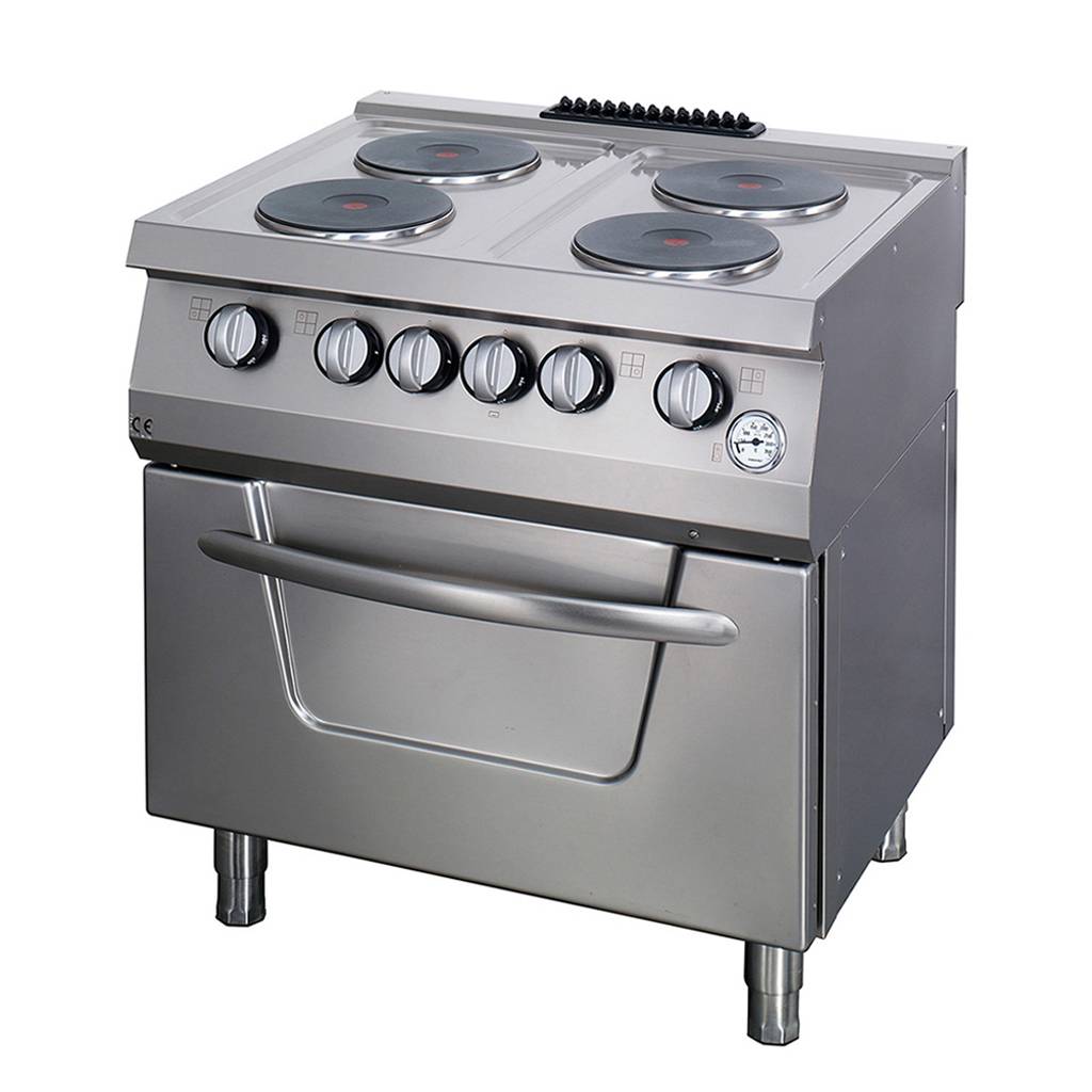Maxima Heavy Duty Fornuis - 4 Pitten - Dubbel - 70 cm Diep - met Oven - Elektrisch 09394997