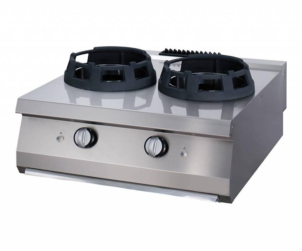 Maxima Heavy Duty Wok Brander - 2 x Ø 28,5 cm Pannenring - Dubbel - 70 cm Diep - Gas 09396006