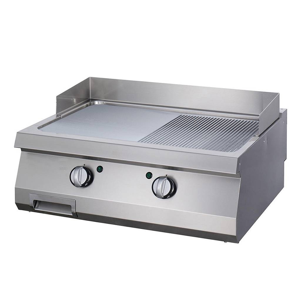 Maxima Heavy Duty Grillplaat - Half Gegroefd Chroom - Dubbel - 70 cm Diep - Elektrisch 09395049