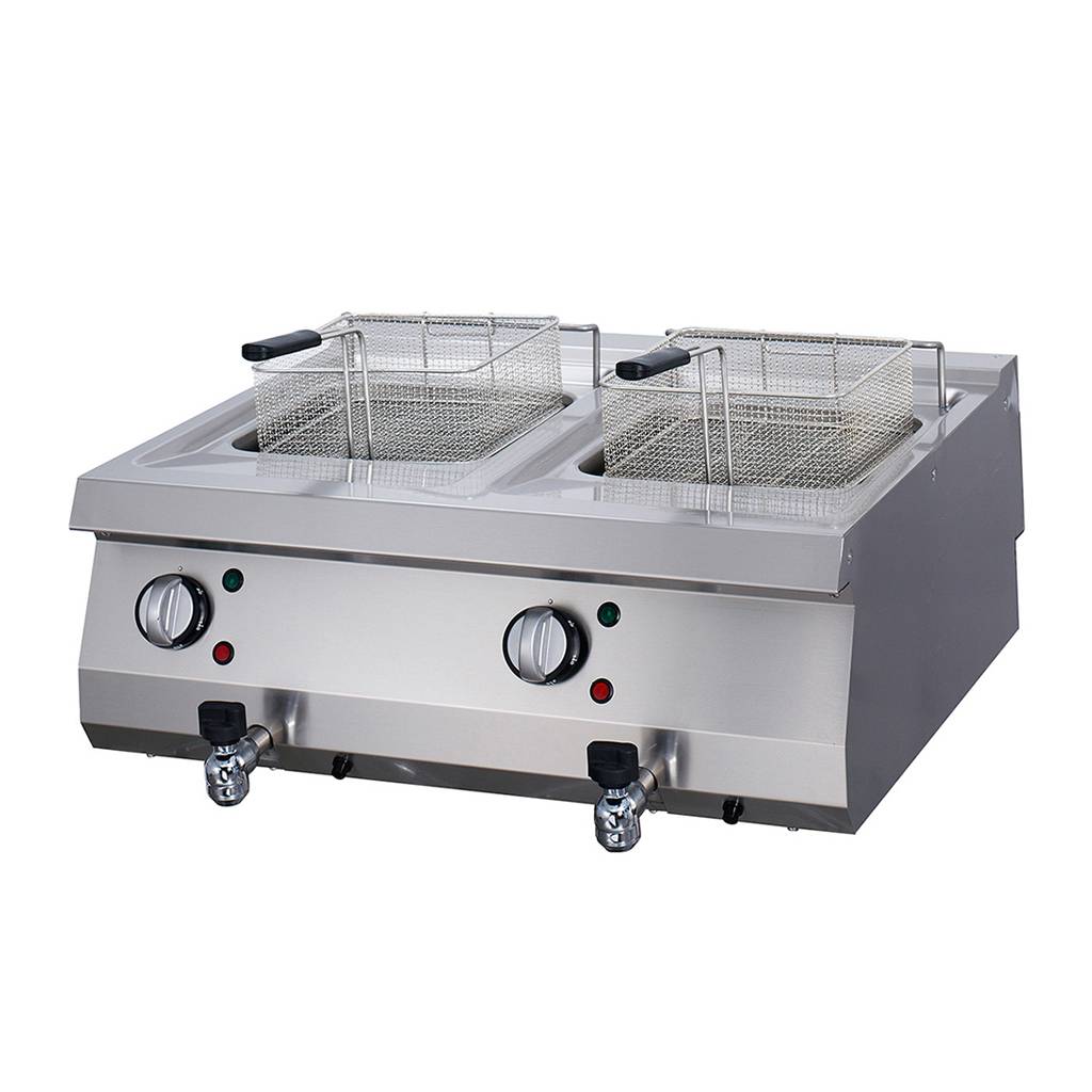 Maxima Heavy Duty Friteuse - 2 x 12 L - Dubbel - 70 cm Diep - met Tapkraan - Elektrisch 09394999