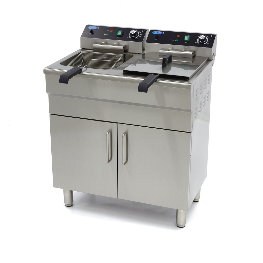 Maxima Frituurpan - 2x 16 L - 2 Manden - met Tapkraan en Opbergruimte - 400V 09365156