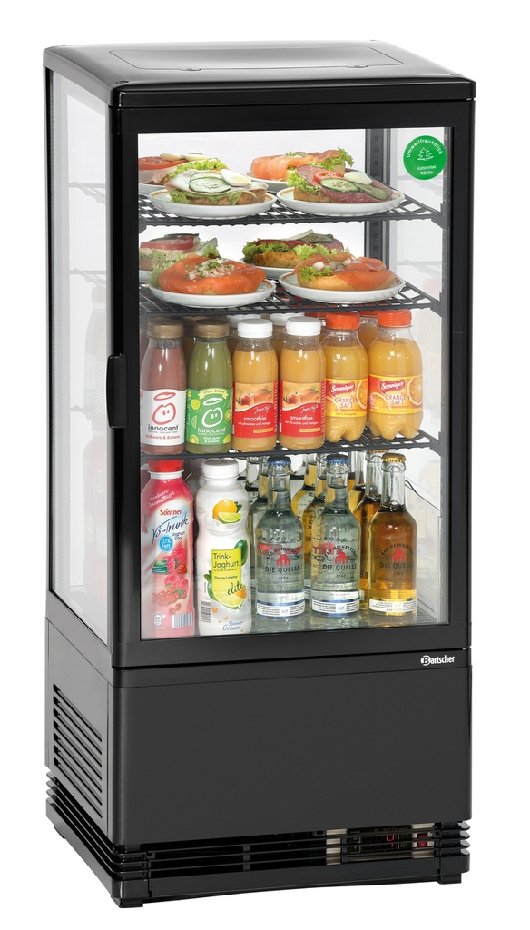Bartscher Mini-koelvitrine 78L, zwart 700277G