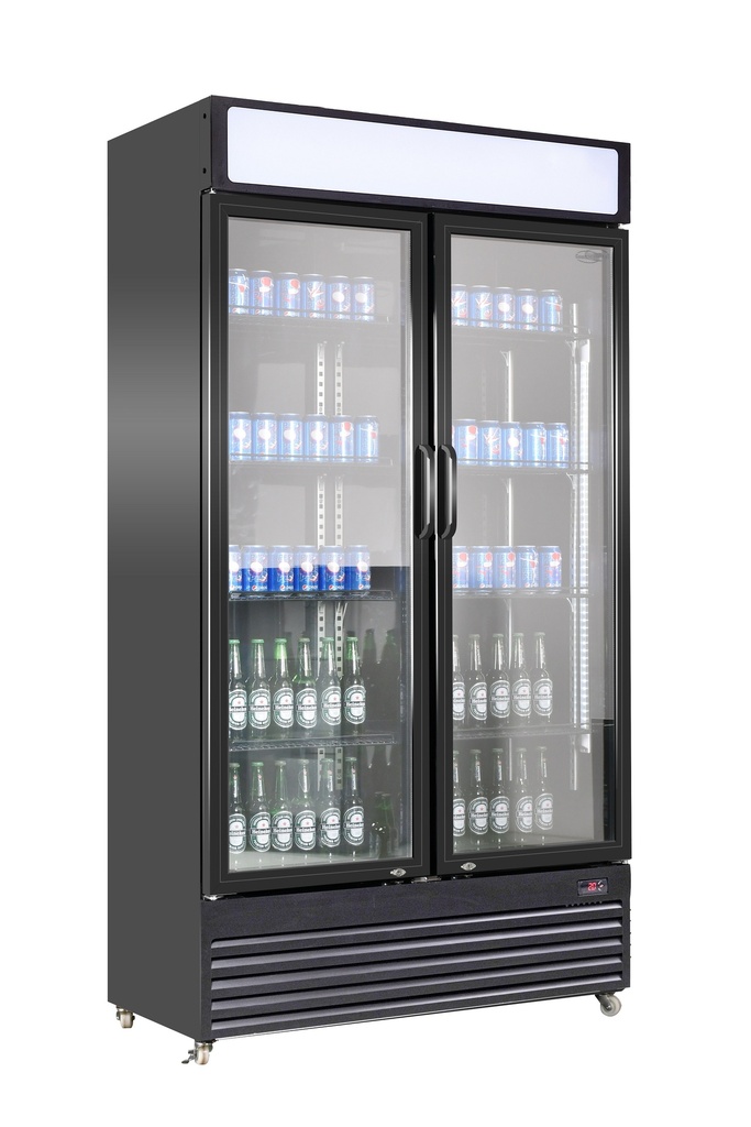 Combisteel KOELKAST 2 GLASDEUREN BEZ-780 GD ZWART 7455.1394