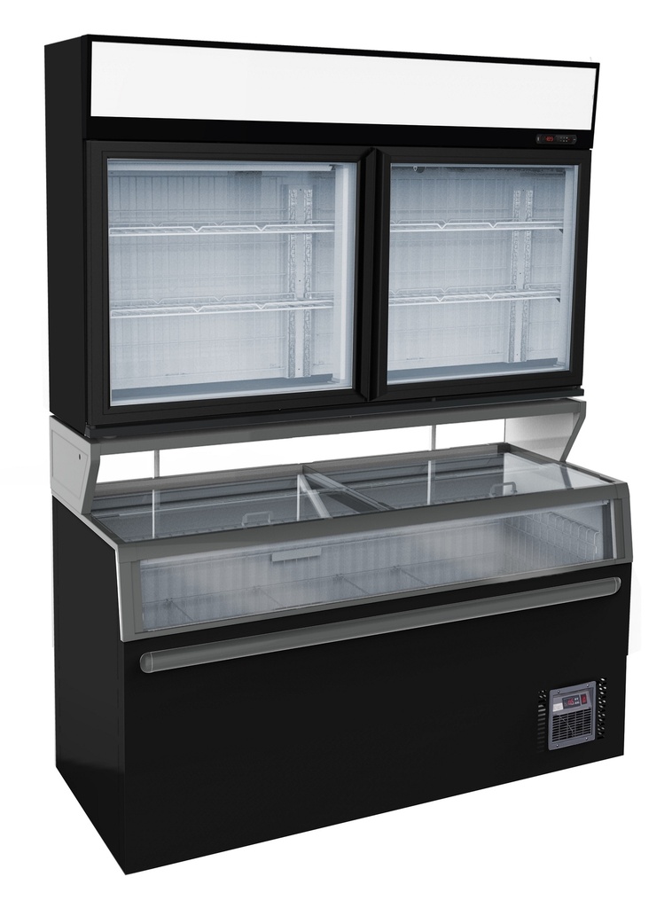 Combisteel WANDVRIESKAST ZWART 2 GLASDEUREN 7455.2530