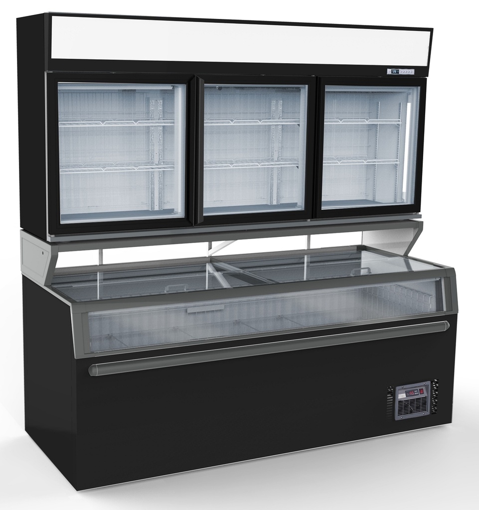 Combisteel WANDVRIESKAST ZWART 3 GLASDEUREN 7455.2535