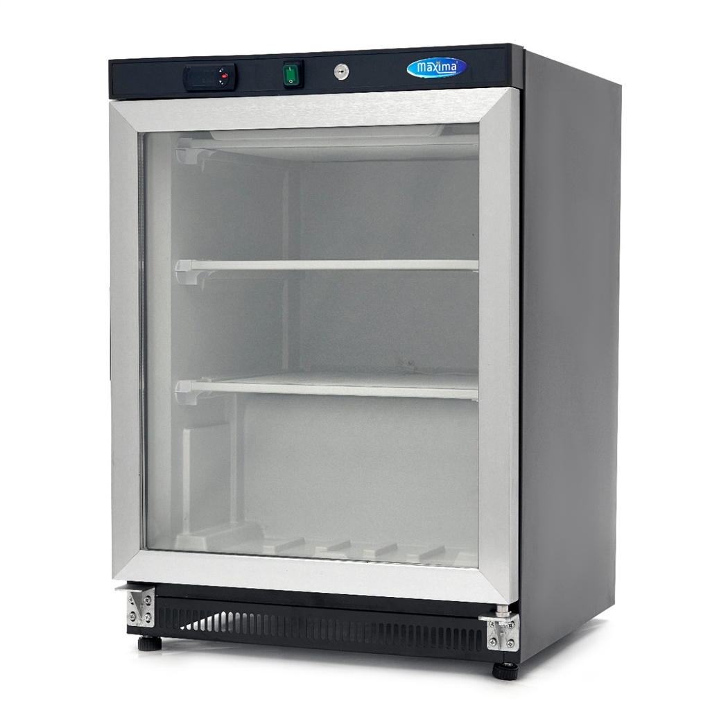 Maxima Vrieskast - 200 L - Zwart - met Glazen Deur 09405009