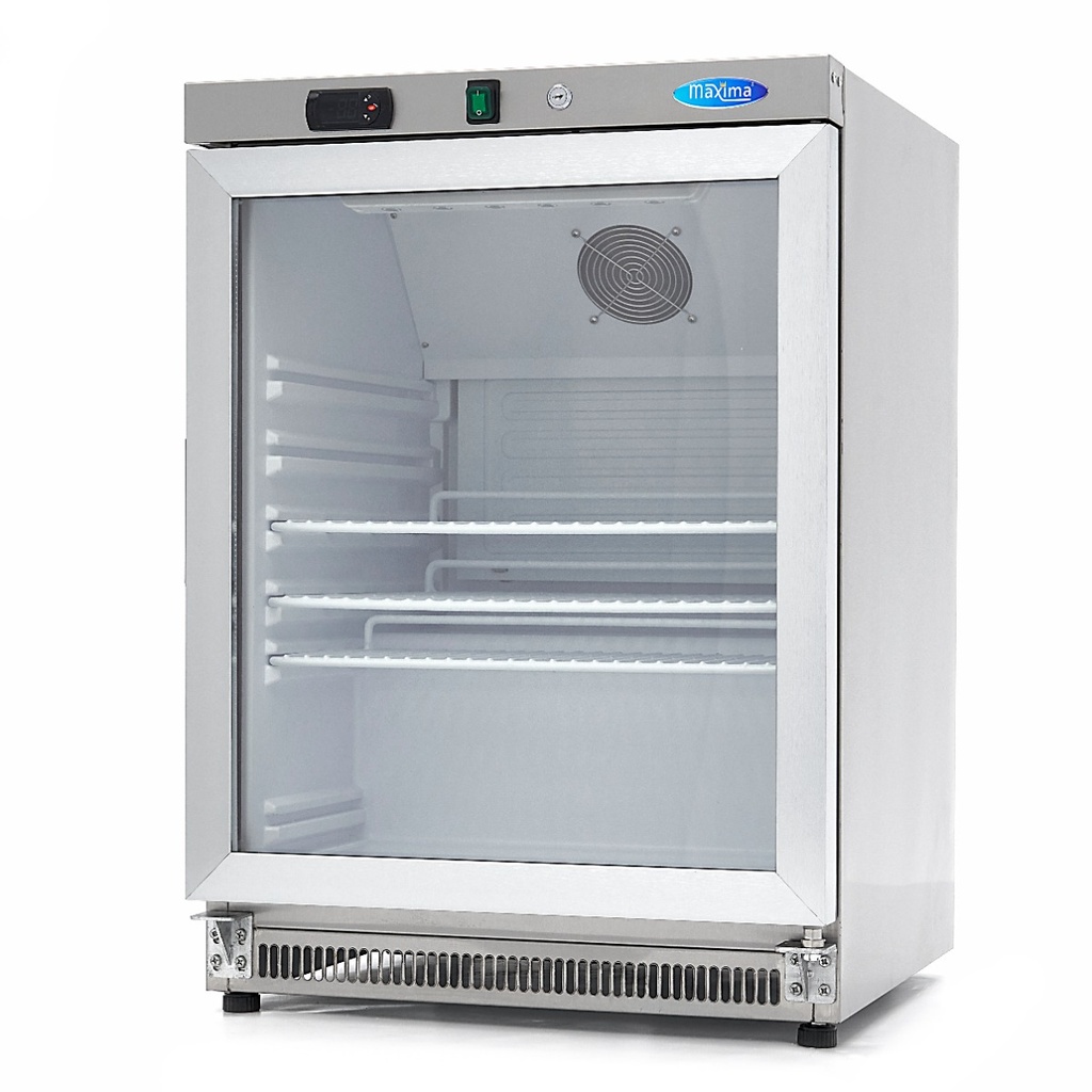 Maxima Koelkast - 200 L - Rvs - met Glazen Deur 09405010