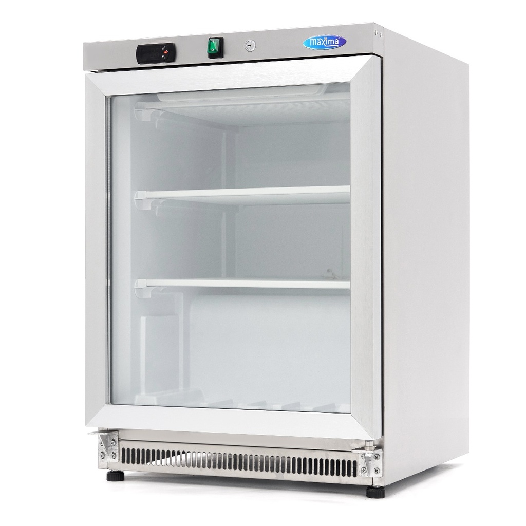 Maxima Vrieskast - 200 L - Rvs - met Glazen Deur 09405011