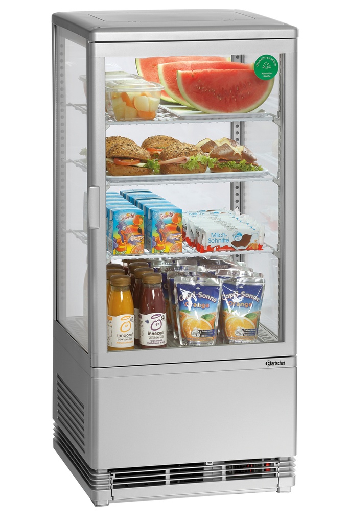 Bartscher Mini-koelvitrine 78L, zilver 700778G