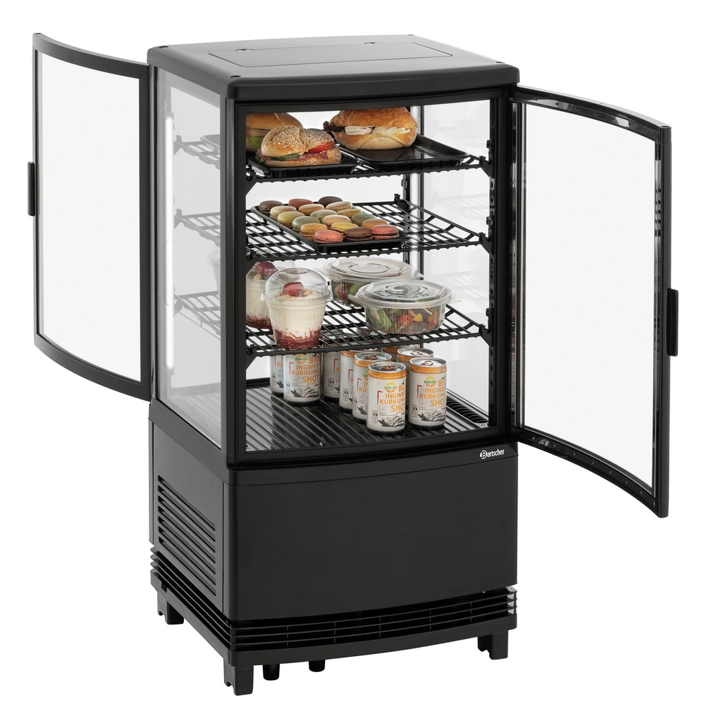 Bartscher Mini-koelvitrine 64L2T zwart 700358GV1