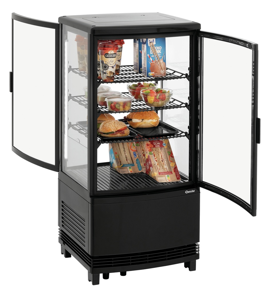 Bartscher Mini-koelvitrine 75L2T zwart 700387