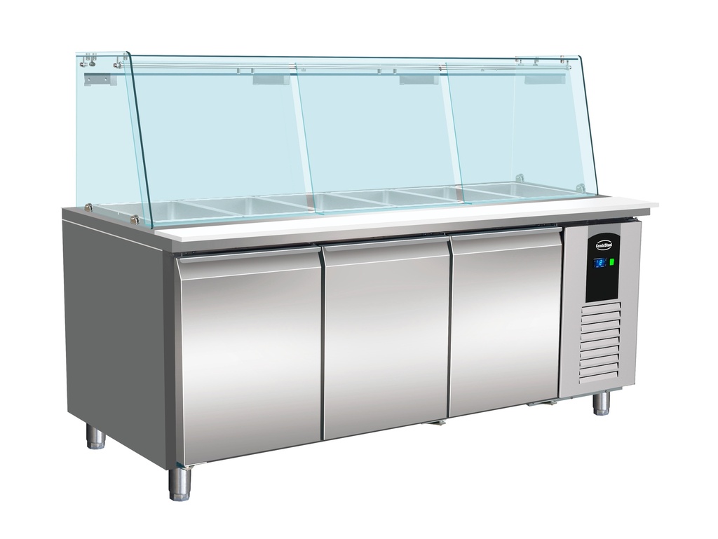 Combisteel KOELWERKBANK GLAS RECHT 3 DEUREN  5X 1/1 GN PAN 7950.0425