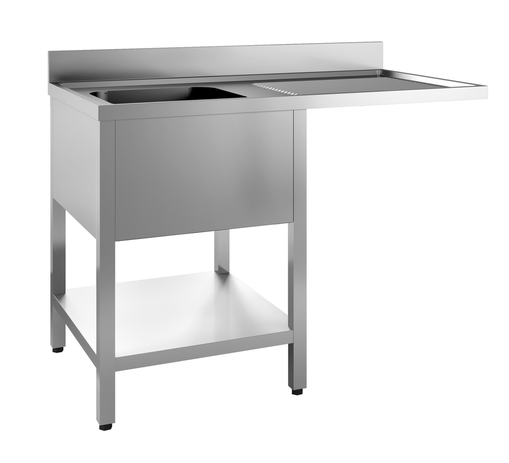 Combisteel 700 SPOELTAFEL BODEM MET UITSP. VAATWASSER DEMONTABEL 1 LINKS 1400 7452.0475