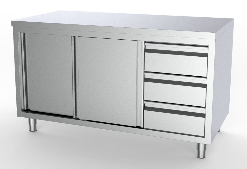 Combisteel 700 WERKTAFEL SCHUIFDEUREN LADEN RECHTS 2000 7333.0262