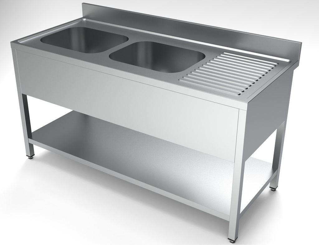 Combisteel 700 SPOELTAFEL BODEMSCHAP 2 LINKS 1600 7333.0850