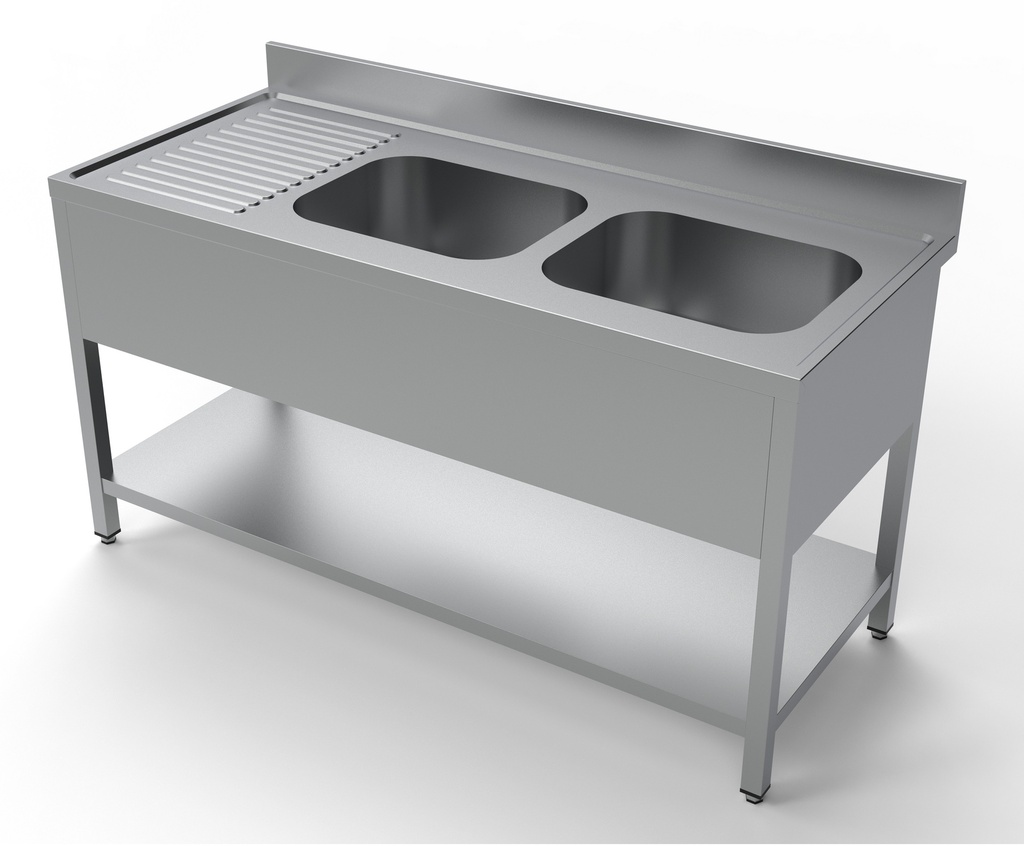 Combisteel 700 SPOELTAFEL BODEMSCHAP 2 RECHTS 1600 7333.0855