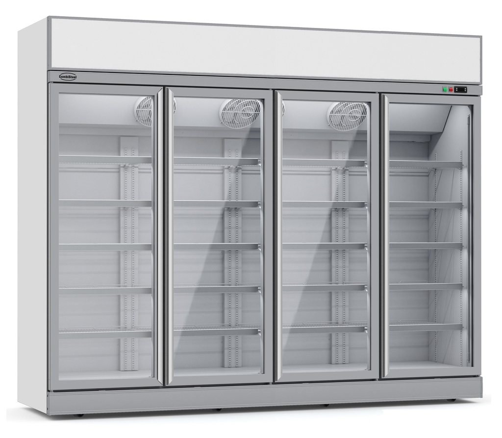 Combisteel VRIESKAST 4 GLASDEUREN INS-2060F  *TRANSPORT OP AANVRAAG*  **Let op, er is sprake van een hogere inschakelstroom waardoor een automaat met C karakteristiek noodzakelijk is.** 7455.2440