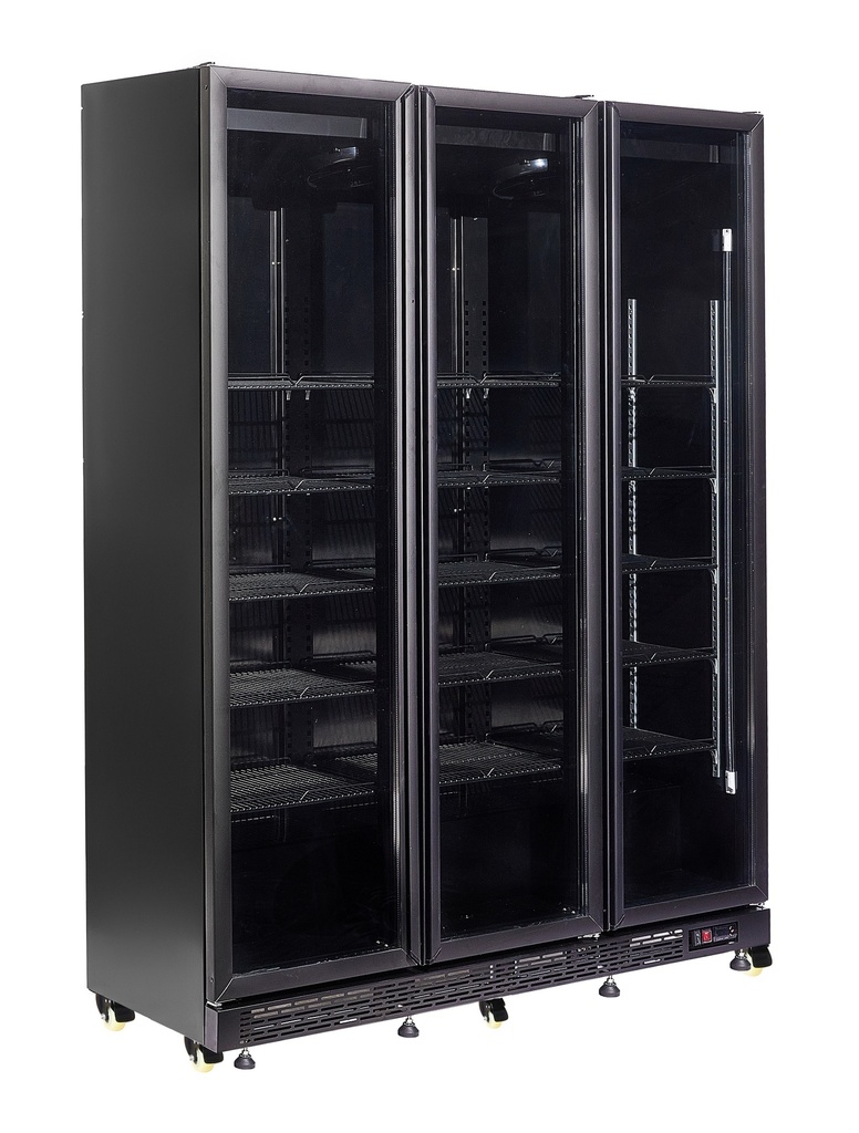 Combisteel KOELKAST 3 GLASDEUREN ZWART NAP-1200*TRANSPORT OP AANVRAAG* 7455.1920