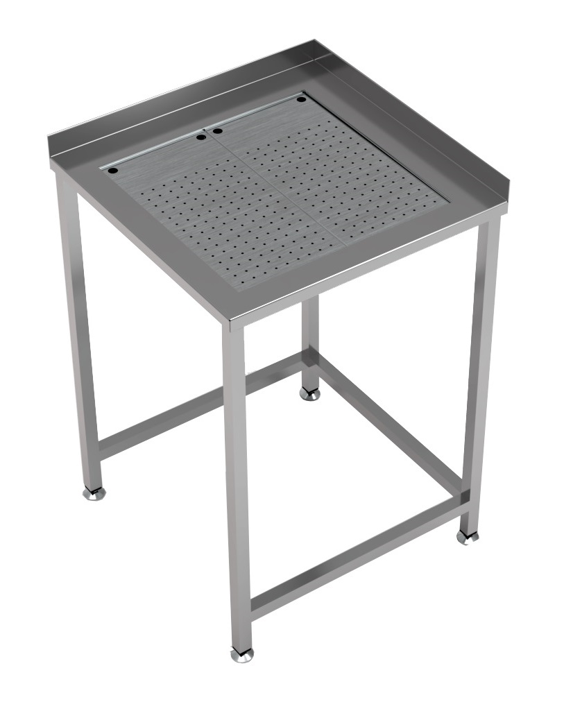 Combisteel WERKTAFEL HOEK MET GEÏNTEGREERDE LEKBAK 650X650 7084.0035