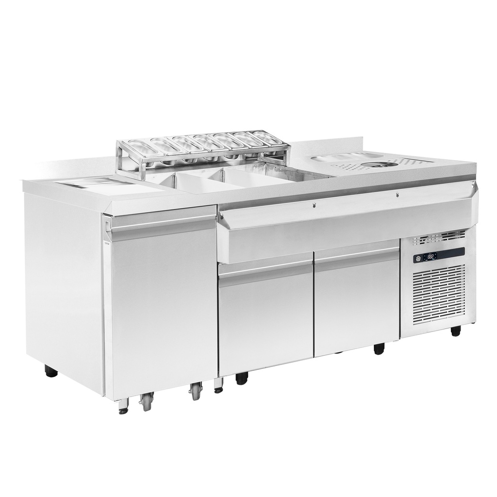 Combisteel GEKOELDE COCKTAIL BAR STATION   INCL. SPOELBAK, GLAZENSPOELER, SPEEDRAIL VOOR FLESSEN, SNIJPLANK EN AFVALBAK 7083.0050