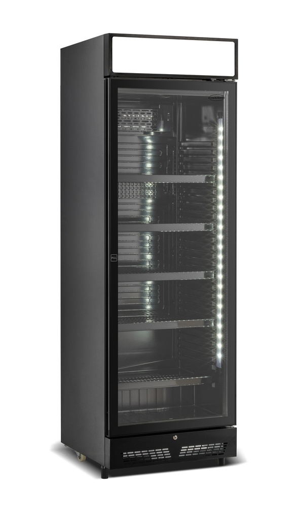 Combisteel DRANKENKOELKAST 1 GLASDEUR ZWART MET LICHTBAK SVE-450 BLC 7086.0010