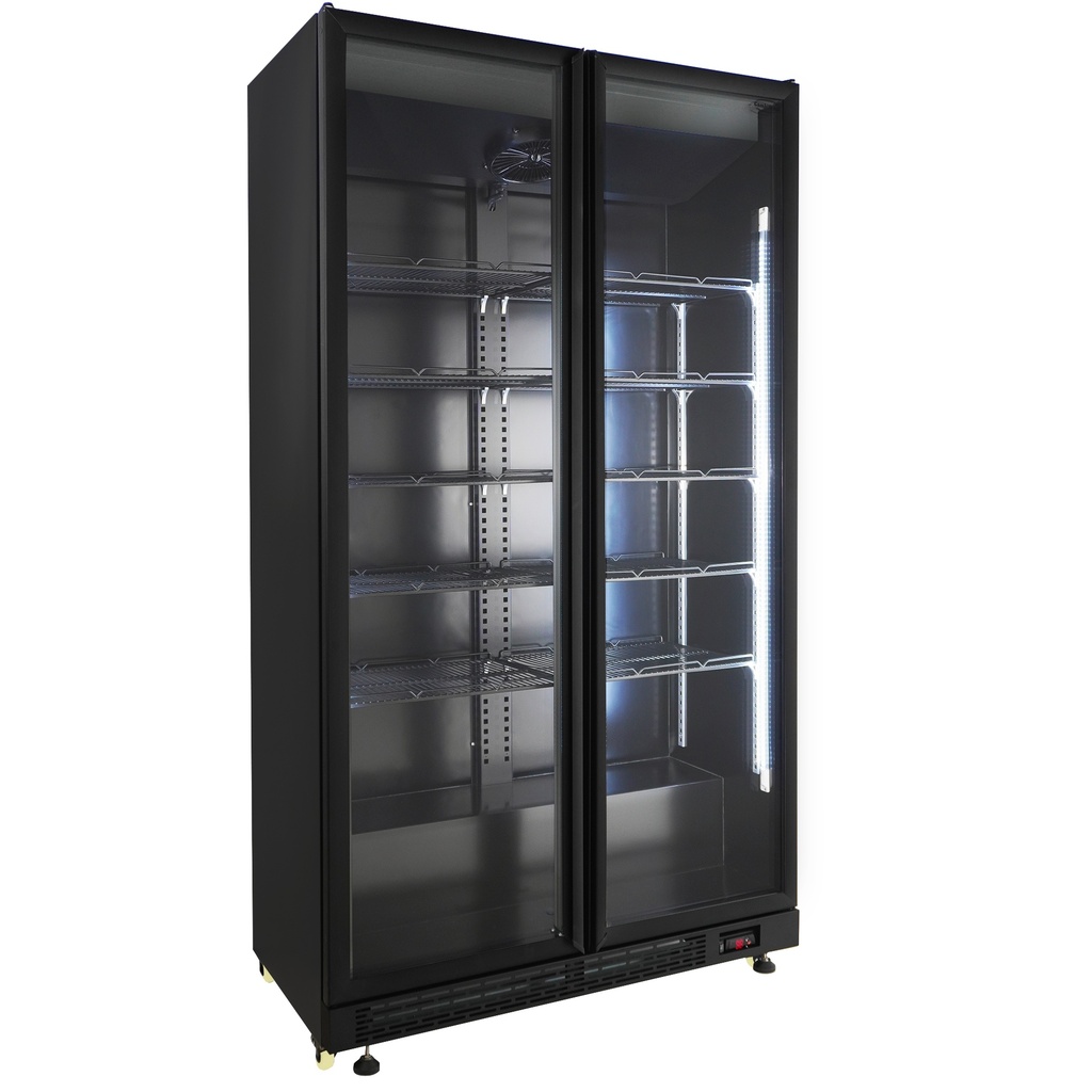 Combisteel KOELKAST 2 GLASDEUREN ZWART NAP-850 7455.1918
