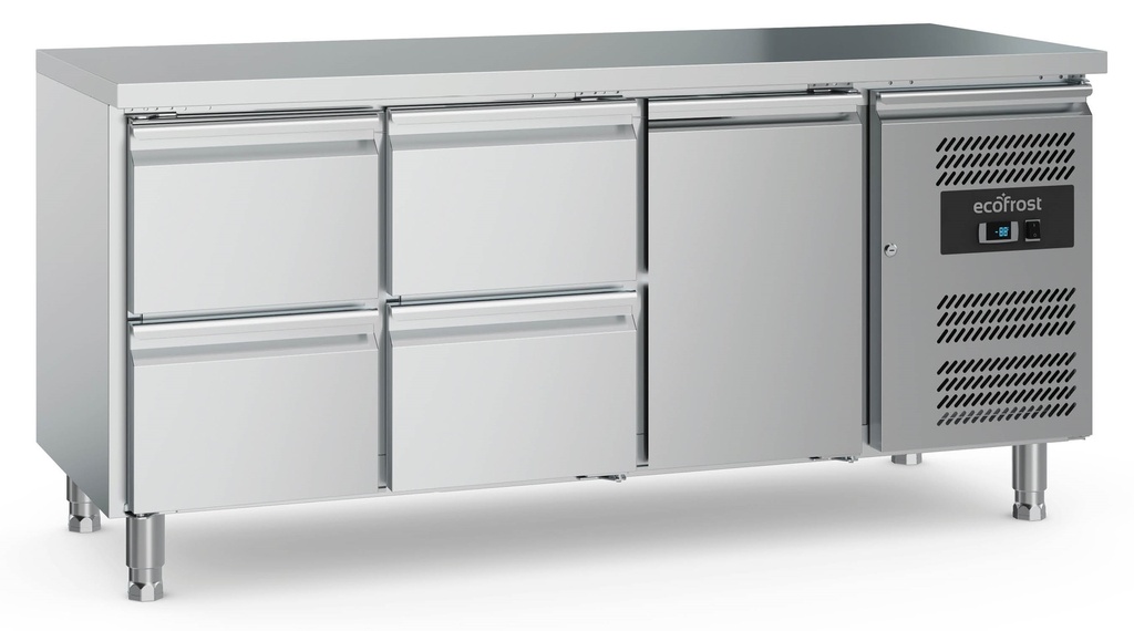 Combisteel 700 KOELWERKBANK 1 DRS 4 LADEN  MET VERSTELBARE POTEN 7950.5175