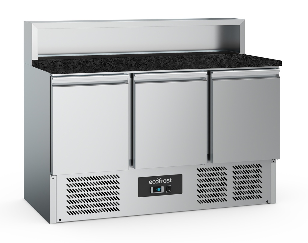 Combisteel PIZZAWERKBANK 3 DEURS 8x1/6GN PAN ZWART GRANIET WERKBLAD 7950.5096