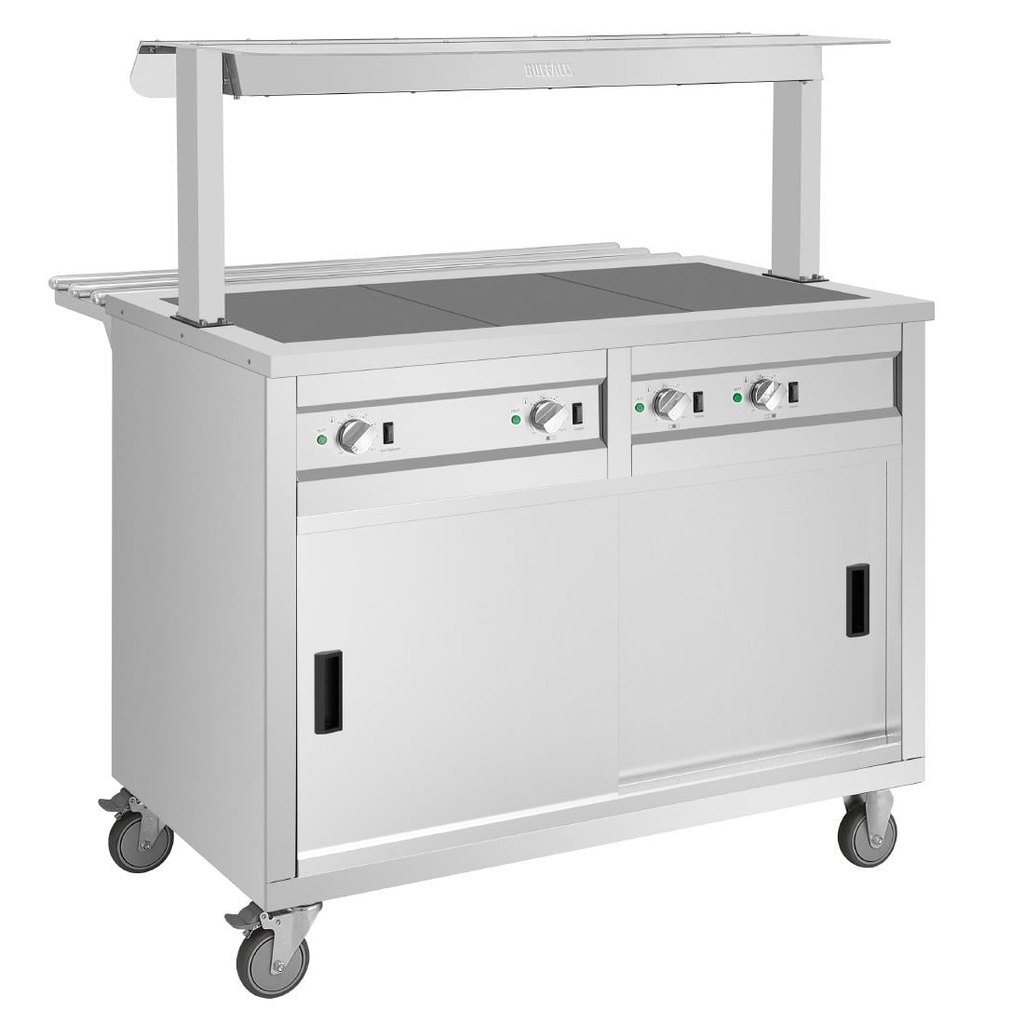 Buffalo mobiele uitgiftewagen met gesloten verwarmd blad 3x 1/1 GN