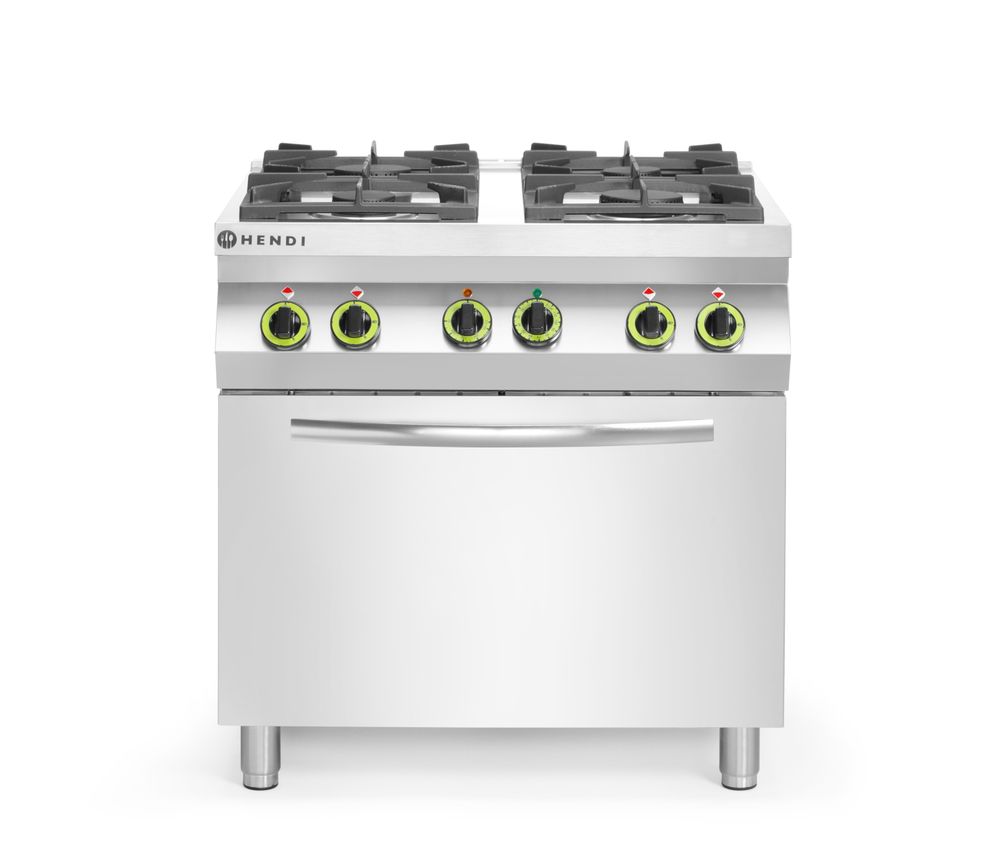 HENDI Gasfornuis 4-pits met convectieoven GN 1/1 225882