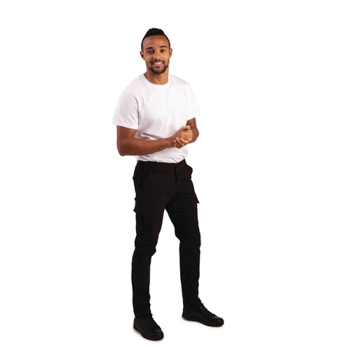 [BB463-34] Slim fit stretch cargo broek zwart 34