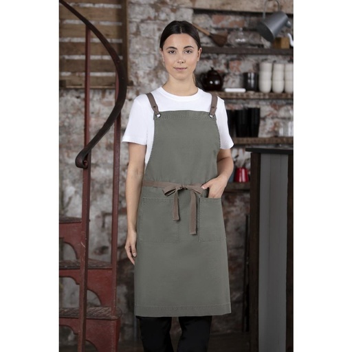 [BB684] Soutside katoenen halterschort khaki