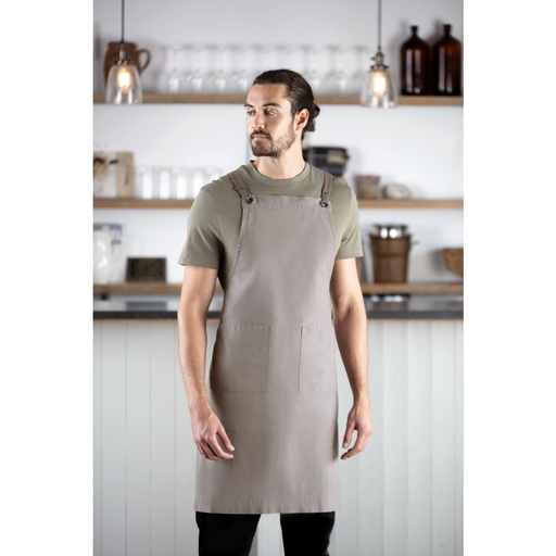 [BB687] Southside Cotton canvas halterschort washed grijs