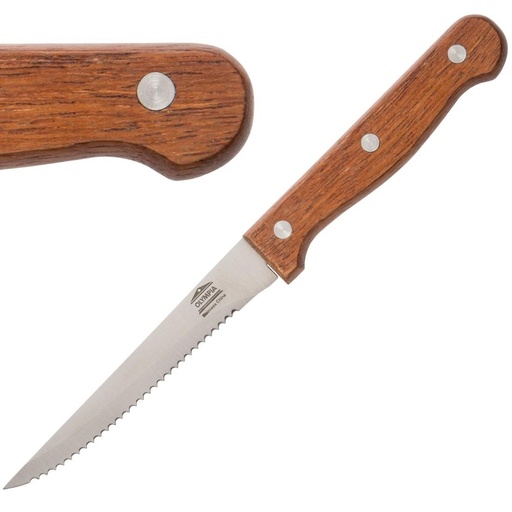 [C136] Olympia steakmes houten heft 21,5cm (12 stuks)