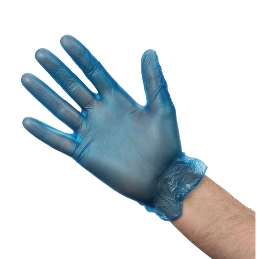 [CB254-M] Hygiplas vinyl handschoenen blauw gepoederd M (100 stuks)