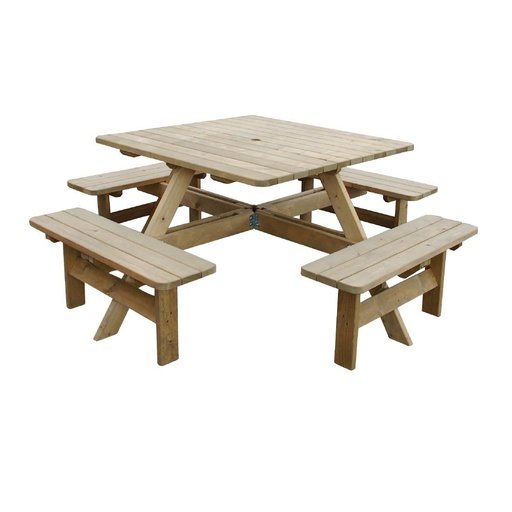 [CG096] Rowlinson vierkante houten picknicktafel 198cm