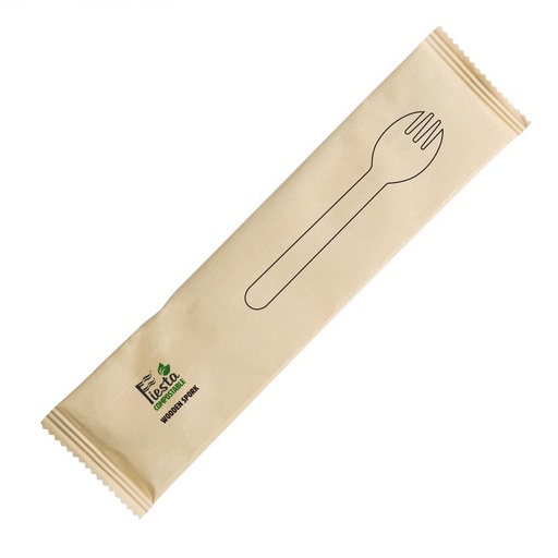 [CH086] Fiesta Compostable individueel verpakte houten sporken (500 stuks)