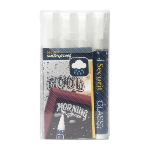 [CK295] Securit Watervaste krijtstift (Glas + Krijtbord) in wit met 2-6mm penpunt (doos 4)
