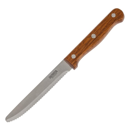[CS717] Olympia steakmessen met ronde punt hout (12 stuks)