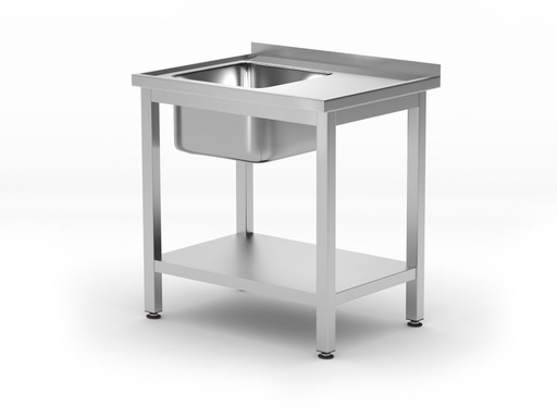 [812495] HENDI Spoeltafel met enkele spoelbak en legplank - voor zelfmontage 812495