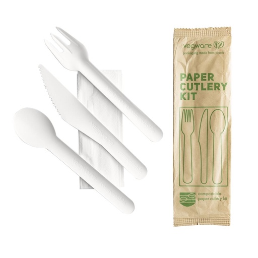 [CU545] Vegware composteerbare papieren bestekset 4in1 (doos van 250)