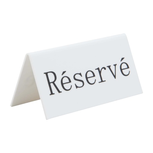 [CU914] Securit Reserveringstafelstandaards met Frans: 'Réservé' Witte acrylstandaarden met zwart lettertype (doos 5)