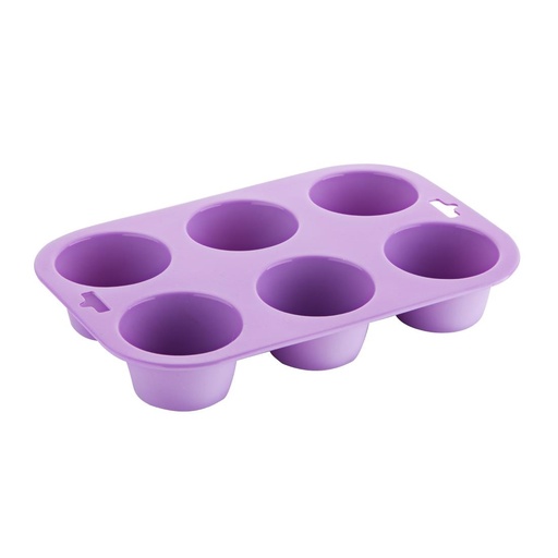 [CX047] Hygiplas flexibele siliconen muffinvorm met zes gaten, paars (allergeen)