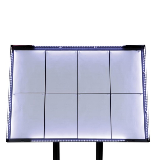 [CX074] Securit Teak zwart gecoat LED's informatie 8xA4 display met mast en voet