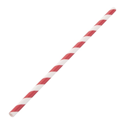[DE927] Fiesta Compostable composteerbare papieren rietjes rood-wit gestreept (250 stuks)