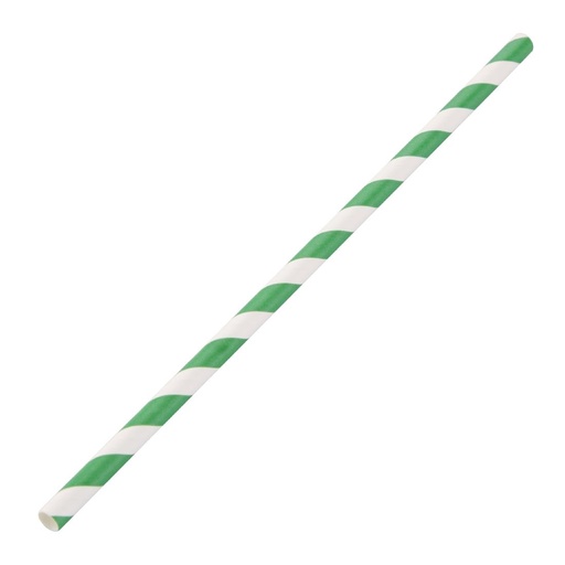[DE928] Fiesta Compostable composteerbare papieren rietjes groen-wit gestreept (250 stuks)
