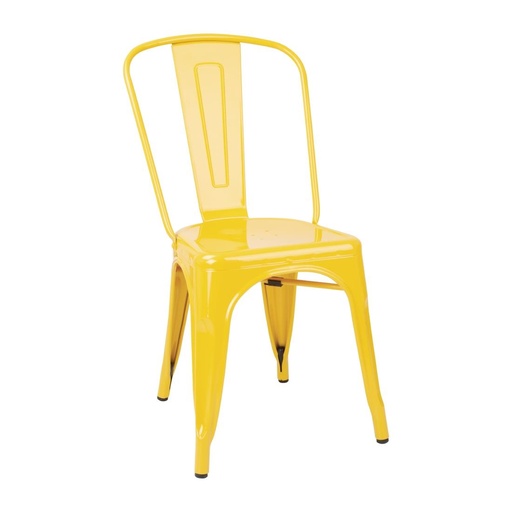 [DK292] Bolero Bistro Stalen Bijzetstoelen Geel (4 Stuks)
