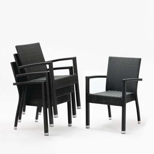 [DL477] Bolero polyrotan stoelen met armleuning antraciet (4 stuks)
